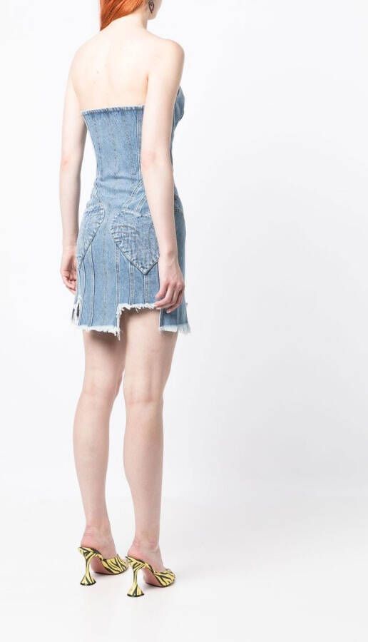 Natasha Zinko Mini-jurk met asymmetrische afwerking Blauw