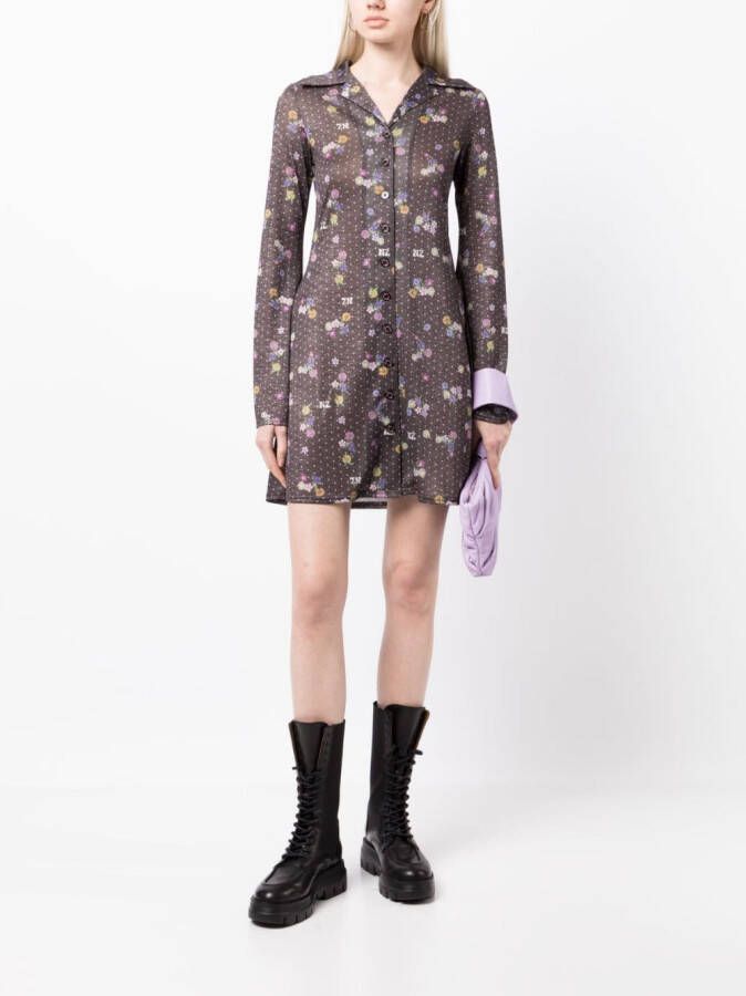 Natasha Zinko Mini-jurk met bloemenprint Grijs