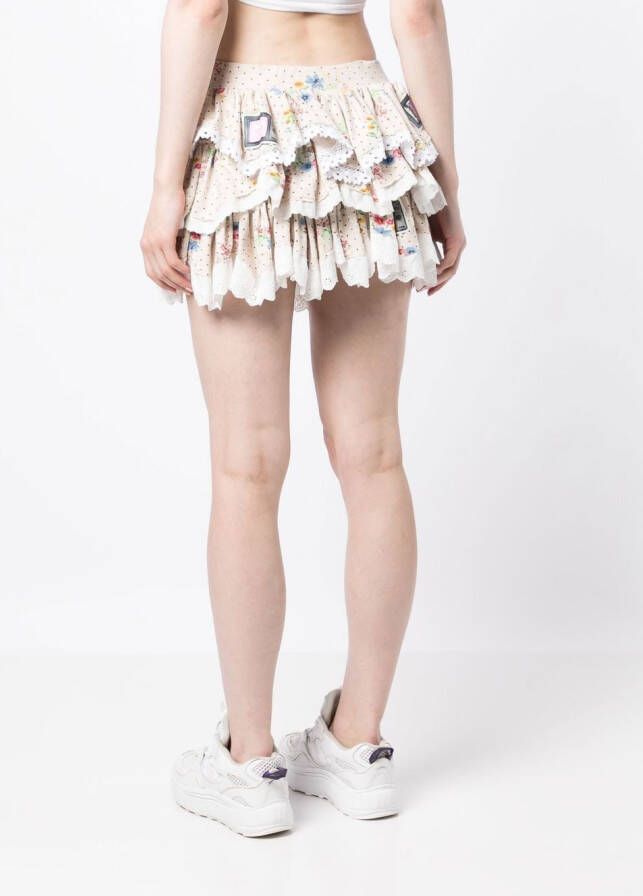 Natasha Zinko Mini-rok met bloemenprint Beige