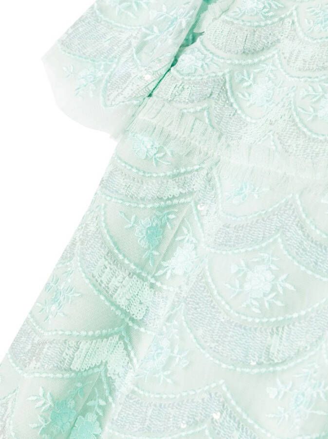 Needle & Thread Jurk met geborduurde bloemen Groen