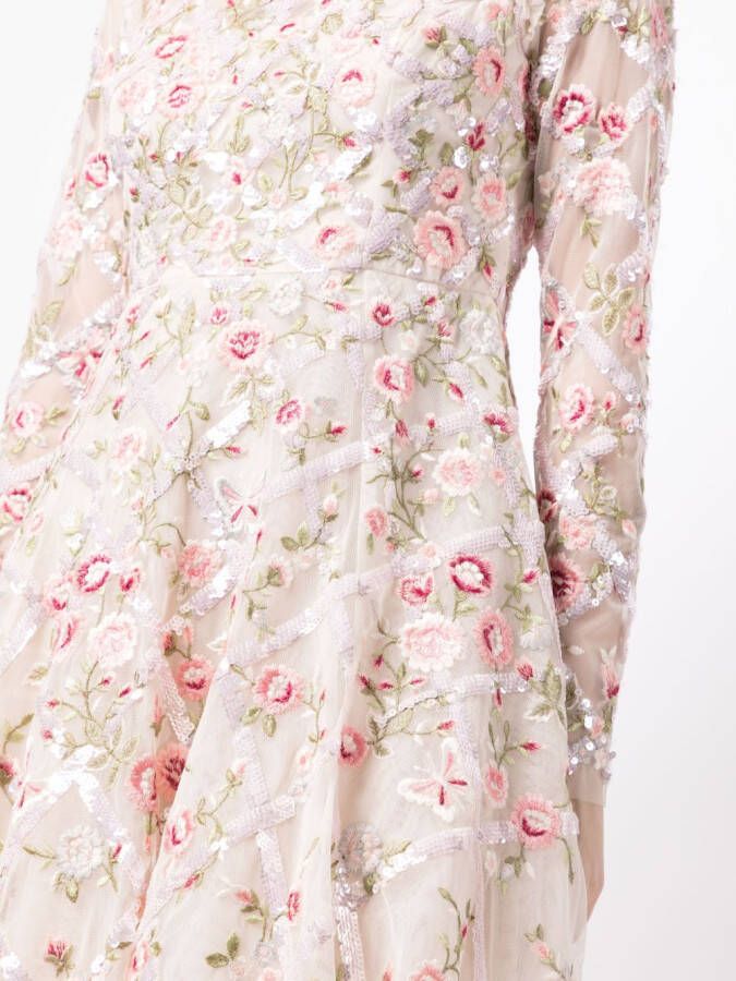Needle & Thread Jurk met geborduurde bloemen Roze