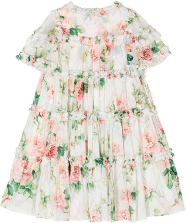 NEEDLE & THREAD KIDS Jurk met bloemenprint Wit