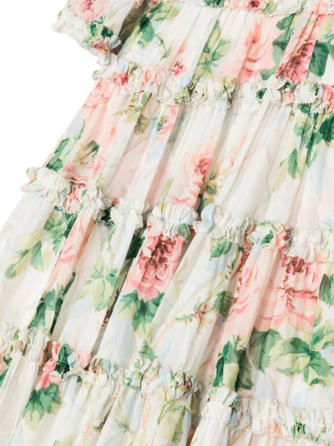 NEEDLE & THREAD KIDS Jurk met bloemenprint Wit