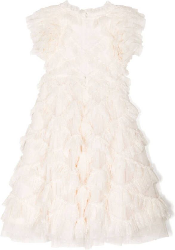 NEEDLE & THREAD KIDS Jurk met ruches Wit