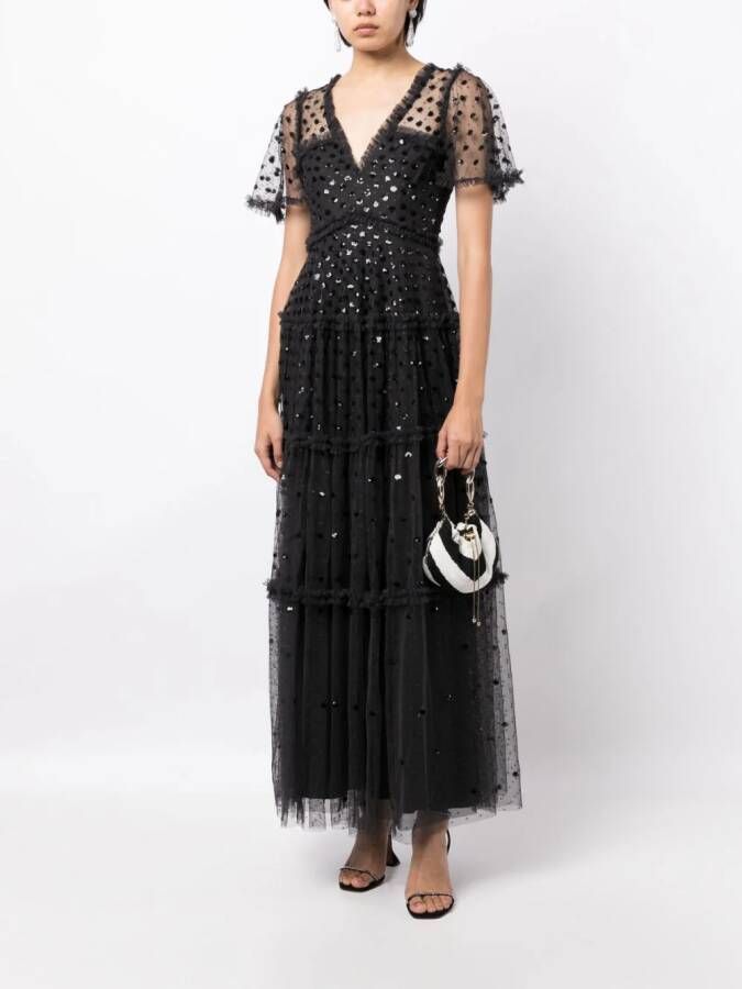 Needle & Thread Maxi-jurk verfraaid met pailletten Zwart