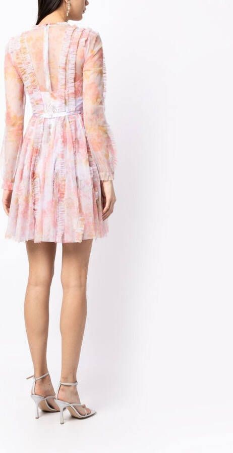 Needle & Thread Mini-jurk met ruche Roze