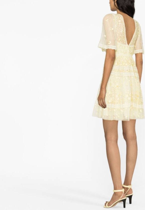 Needle & Thread Mini-jurk met kant Geel