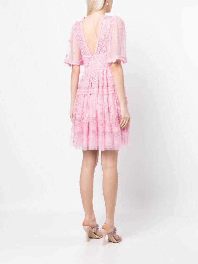 Needle & Thread Mini-jurk met kant Roze