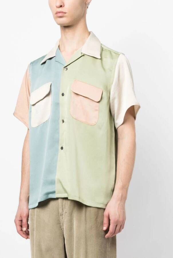 Needles Overhemd met colourblocking Groen