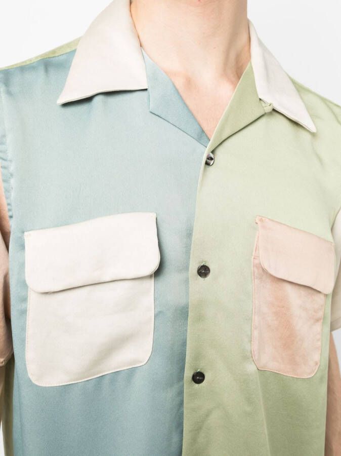 Needles Overhemd met colourblocking Groen