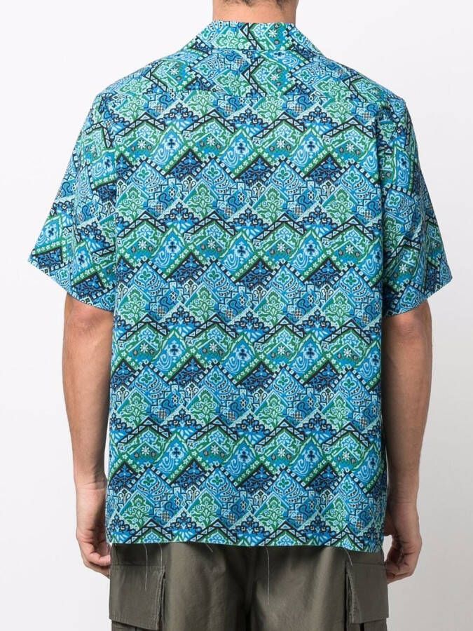 Needles Overhemd met abstracte print Blauw