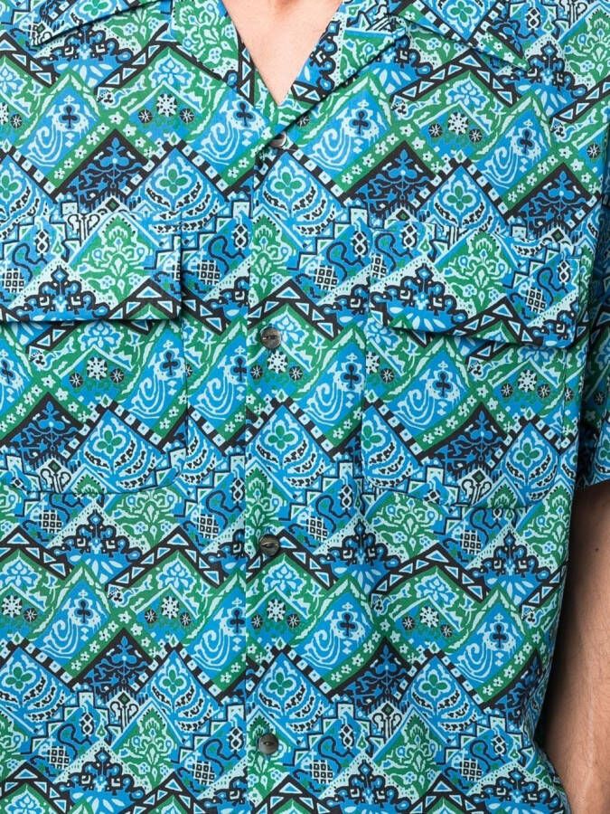 Needles Overhemd met abstracte print Blauw