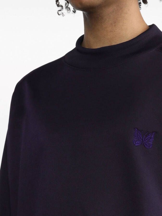 Needles Sweater met geborduurd logo Paars