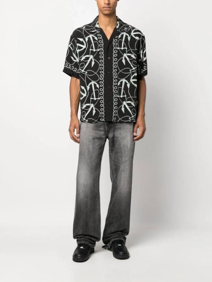 Neighborhood Overhemd met print Zwart