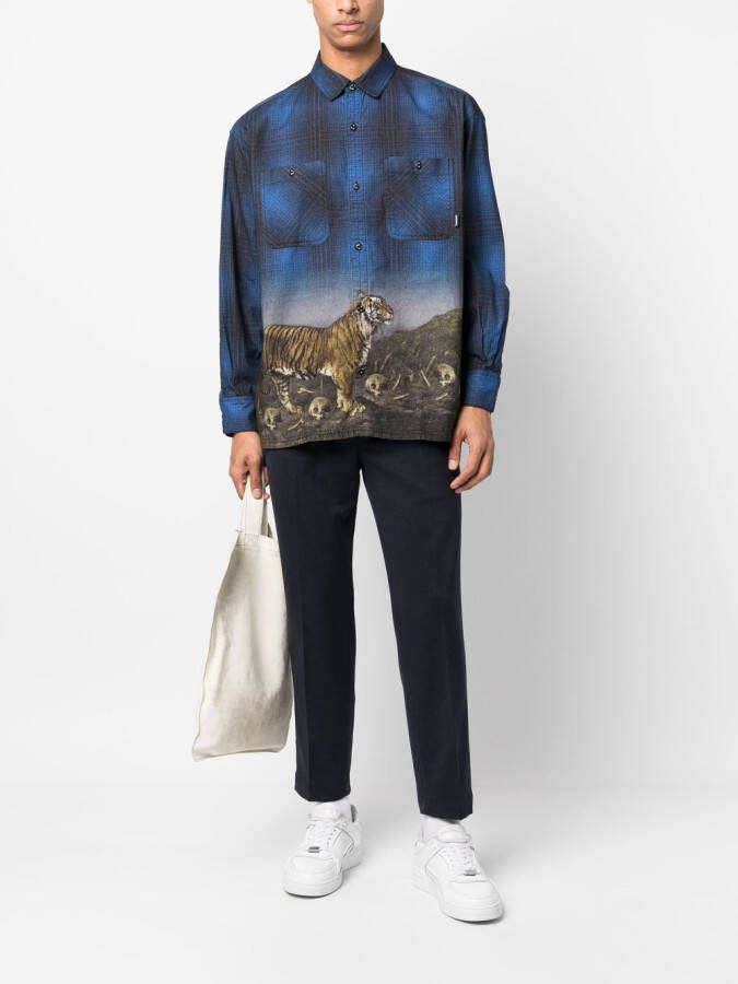 Neighborhood Overhemd met tijgerprint Blauw