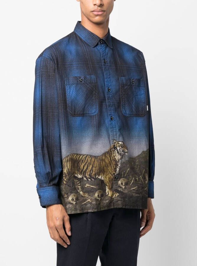 Neighborhood Overhemd met tijgerprint Blauw