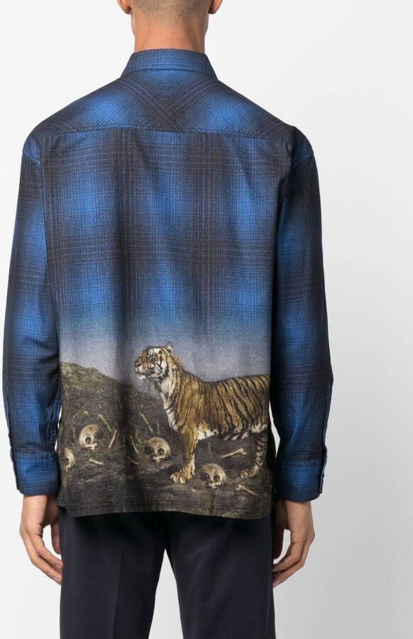 Neighborhood Overhemd met tijgerprint Blauw
