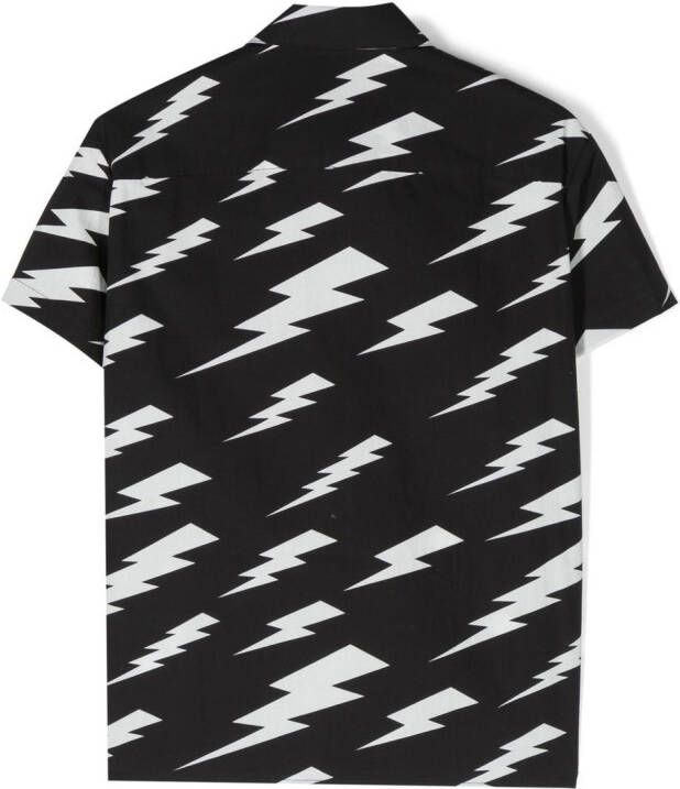Neil Barrett Kids Shirt met bliksemflitsprint Zwart