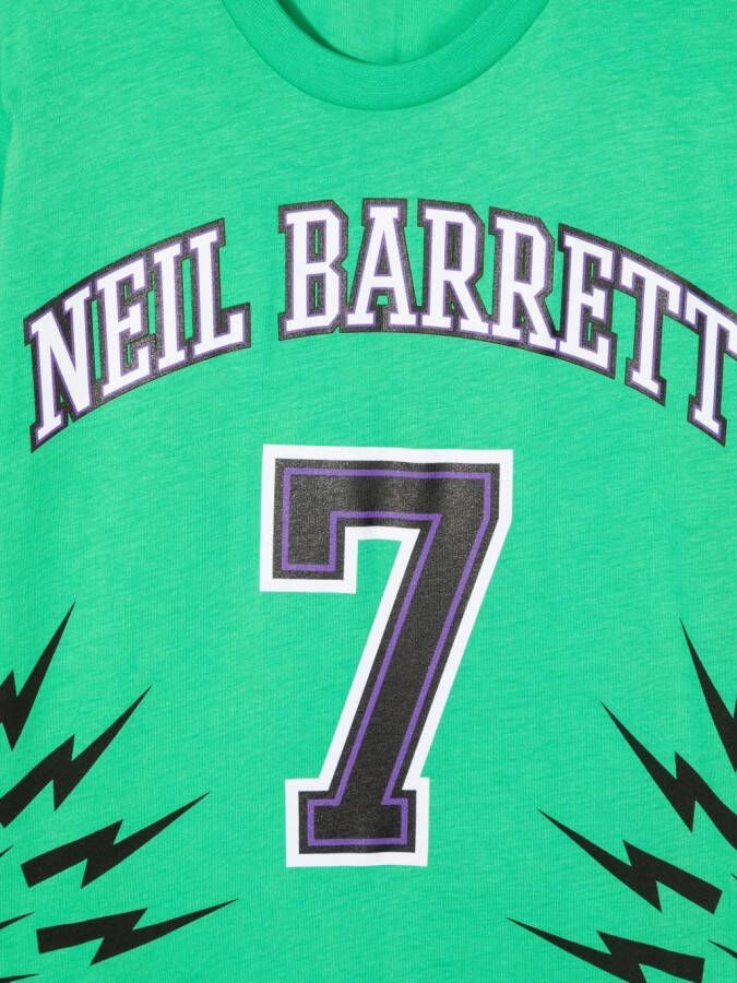 Neil Barrett Kids T-shirt met bliksemflitsprint Groen