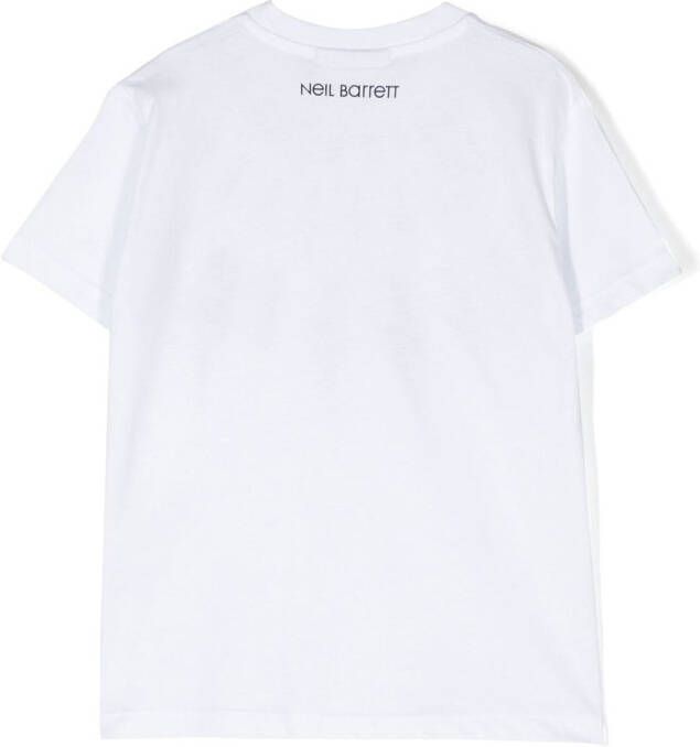 Neil Barrett Kids T-shirt met bliksemflitsprint Wit