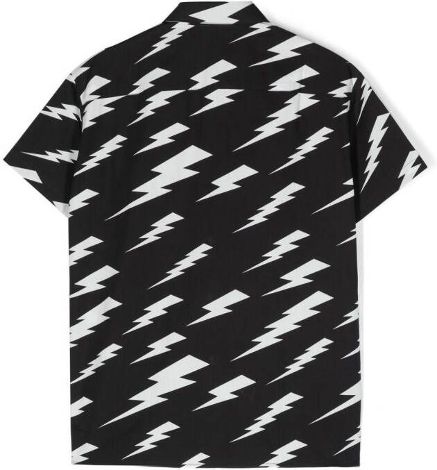 Neil Barrett Kids Shirt met bliksemflitsprint Zwart