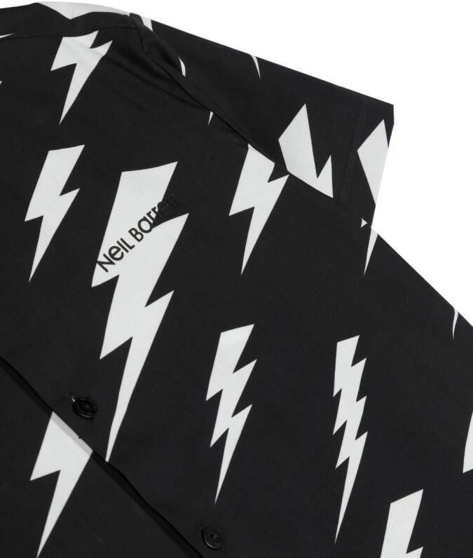 Neil Barrett Kids Shirt met bliksemflitsprint Zwart