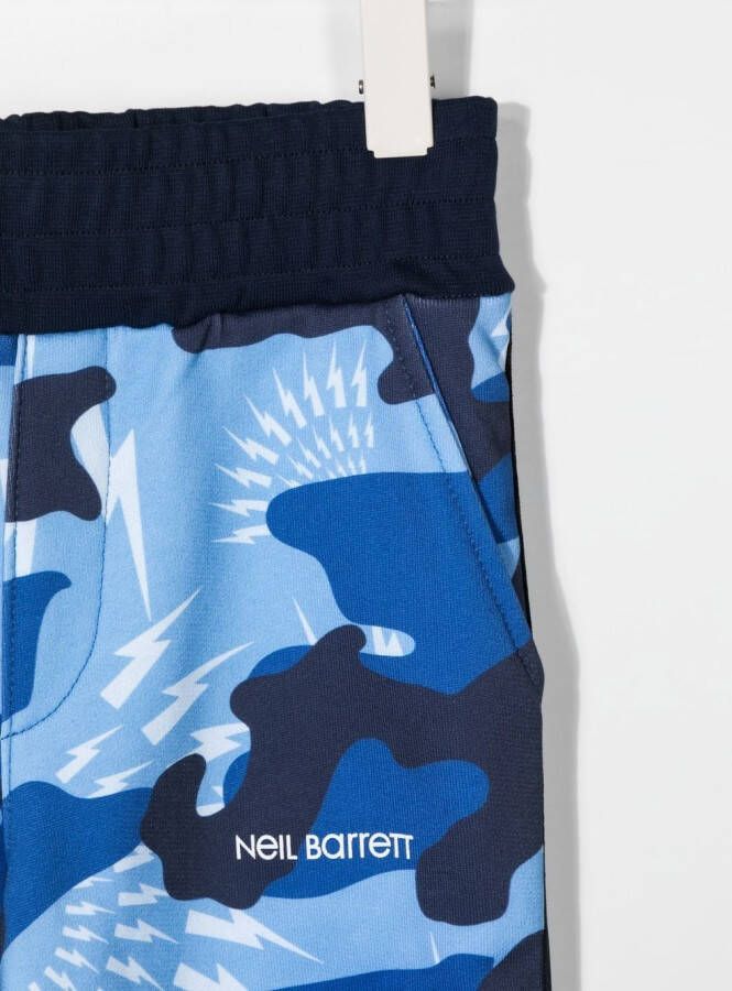 Neil Barrett Kids Trainingsbroek met camouflageprint Blauw