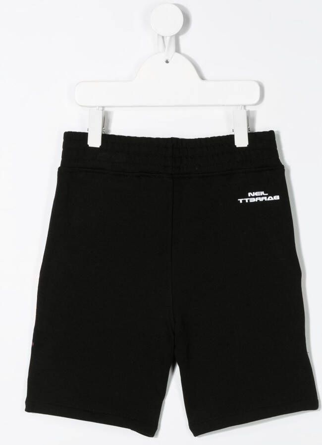Neil Barrett Kids Trainingsshorts met vuurprint Zwart