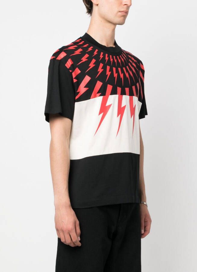 Neil Barrett T-shirt met bliksemflitsprint Zwart