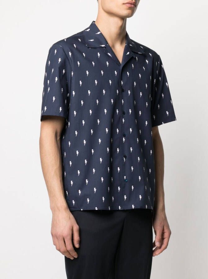 Neil Barrett Overhemd met bliksemflitsprint Blauw