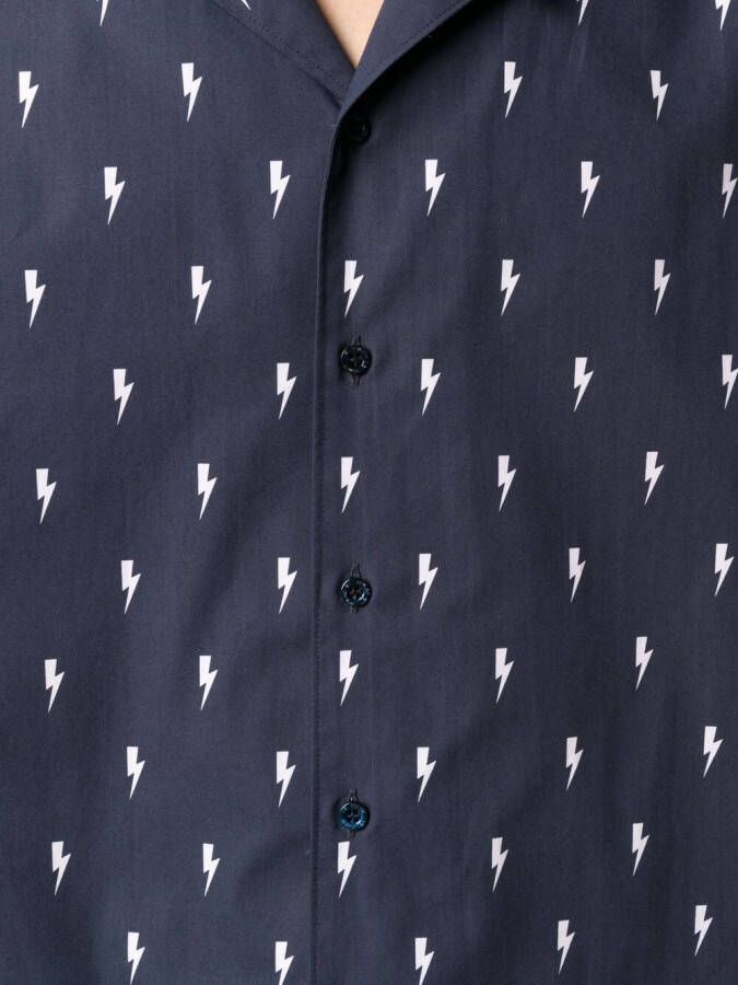 Neil Barrett Overhemd met bliksemflitsprint Blauw