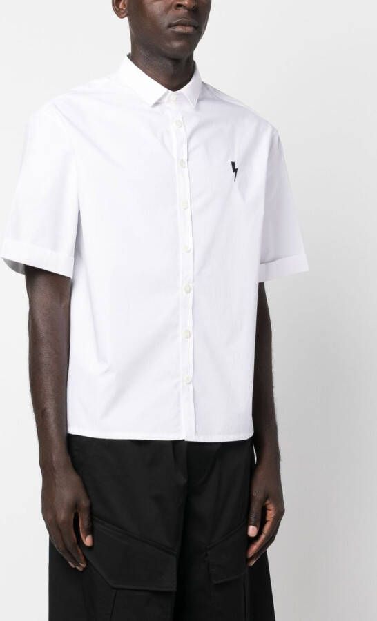 Neil Barrett Overhemd met geborduurd logo Wit