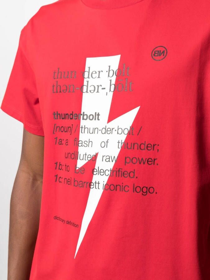 Neil Barrett T-shirt met bliksemflitsprint Rood