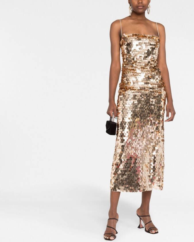 The New Arrivals Ilkyaz Ozel Jurk met print Goud