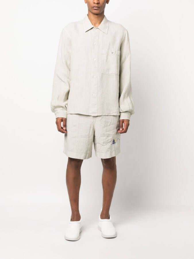 Nick Fouquet Bermuda shorts met borduurwerk Beige