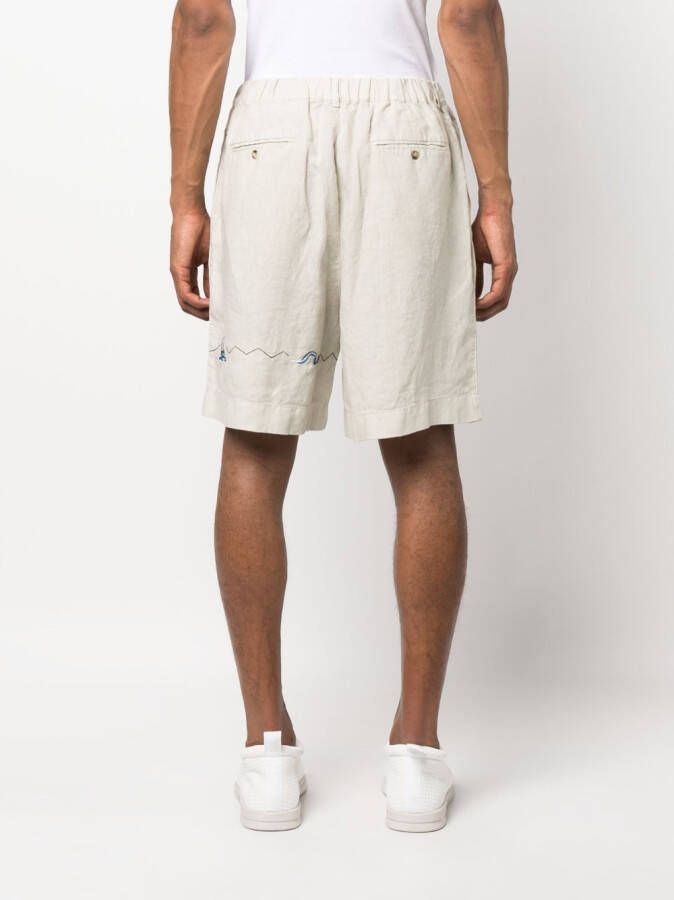 Nick Fouquet Bermuda shorts met borduurwerk Beige