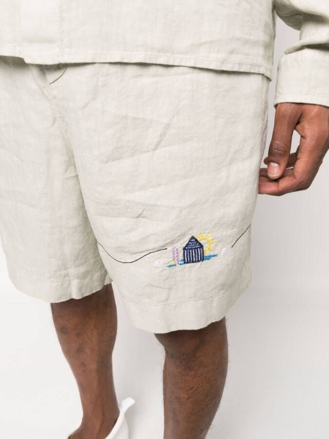 Nick Fouquet Bermuda shorts met borduurwerk Beige