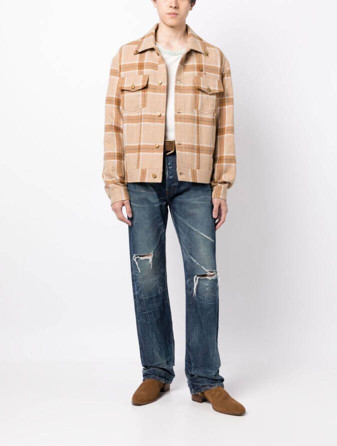 Nick Fouquet Geruit shirtjack Bruin