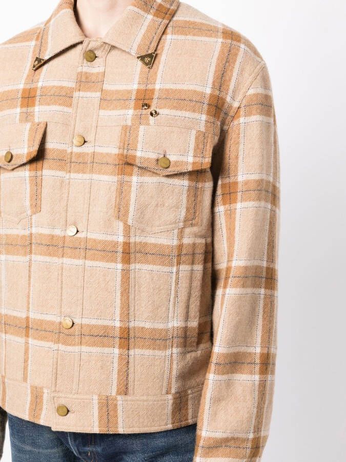 Nick Fouquet Geruit shirtjack Bruin
