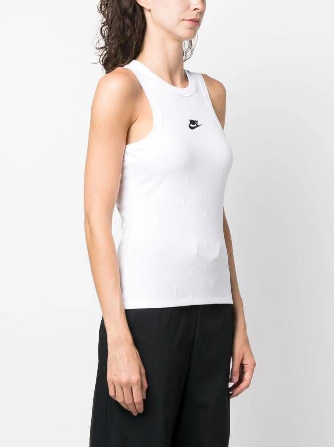 Nike Geribbelde tanktop Wit