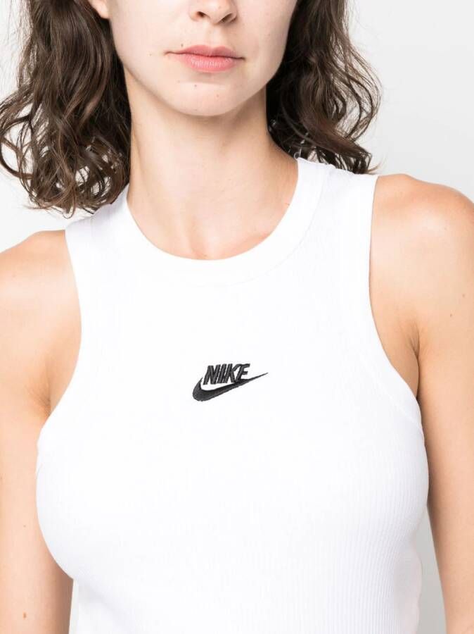 Nike Geribbelde tanktop Wit