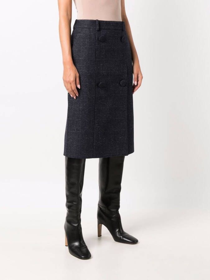 Nina Ricci Geruite midi-rok Blauw