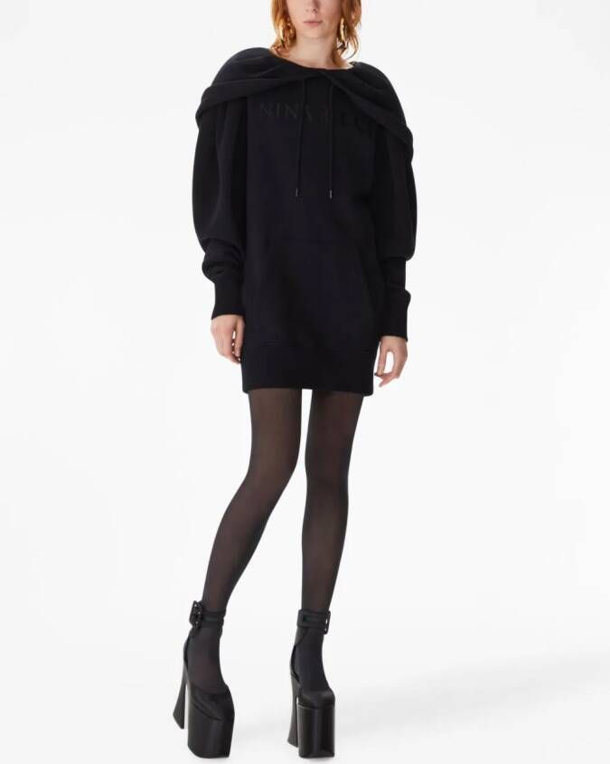 Nina Ricci Hoodiejurk met geborduurd logo Zwart