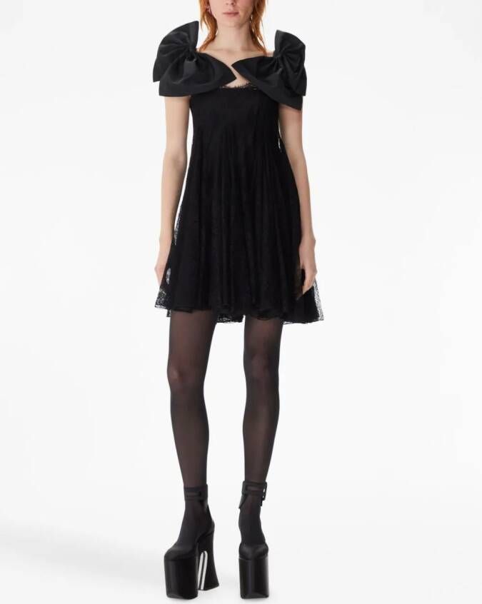 Nina Ricci Mini-jurk met bloemenkant Zwart