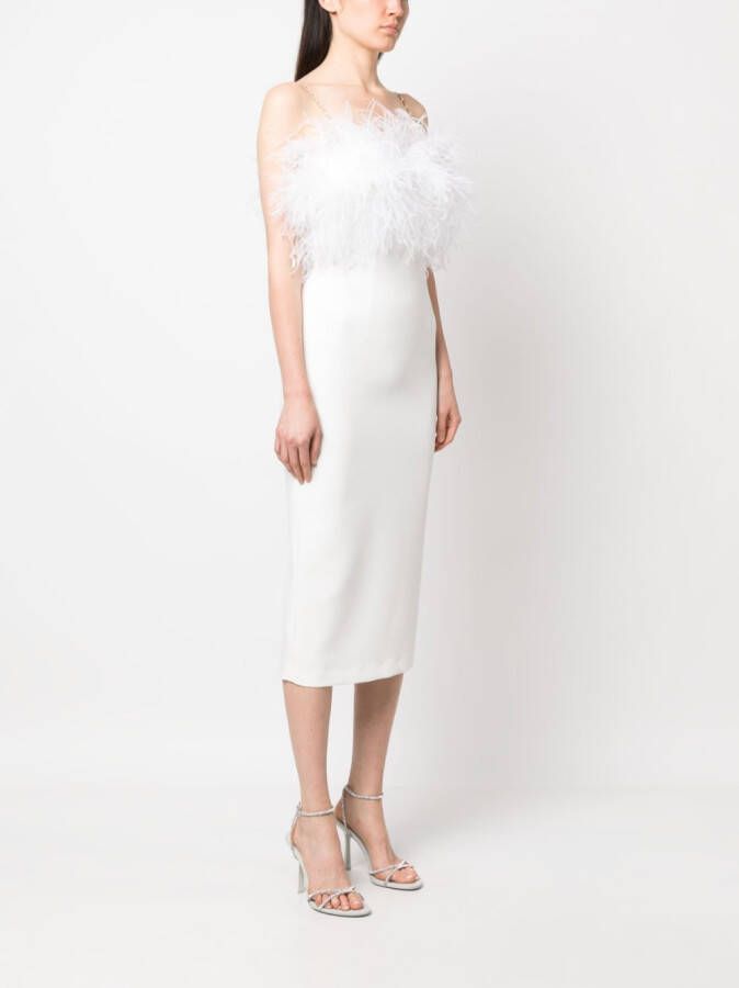 NISSA Midi-jurk met veren afwerking Wit