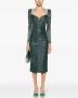 NISSA Lurex midi-jurk met ruches Groen - Thumbnail 2