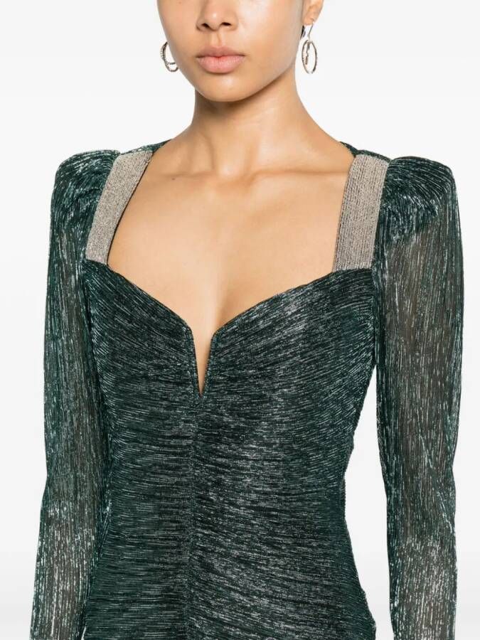 NISSA Lurex midi-jurk met ruches Groen