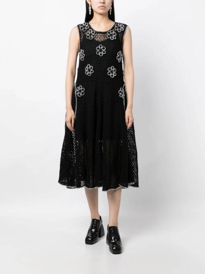 Noir Kei Ninomiya Jurk met bloemenpatch Zwart