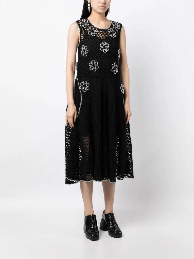 Noir Kei Ninomiya Jurk met bloemenpatch Zwart