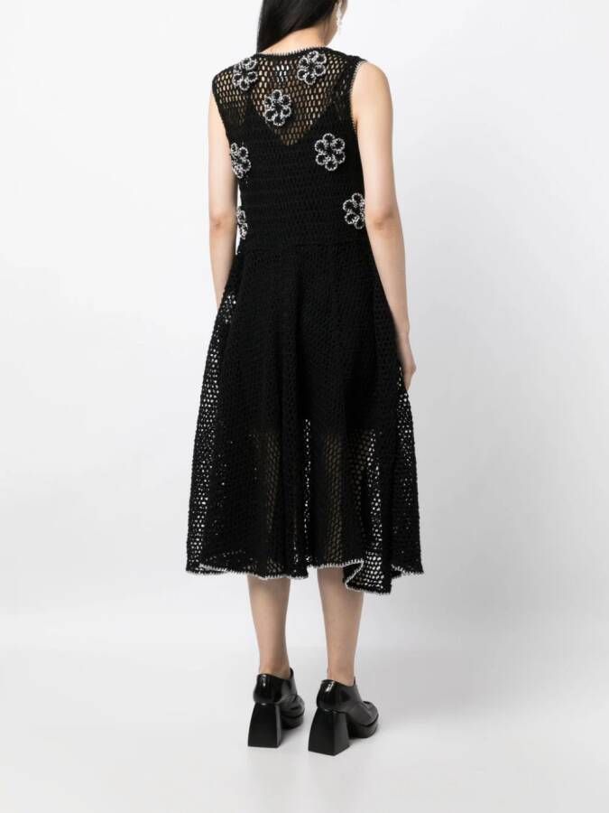 Noir Kei Ninomiya Jurk met bloemenpatch Zwart